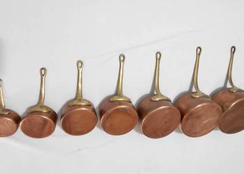 Zestaw siedmiu Francuskich rondli miedzianych