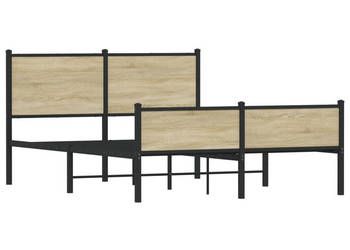 Łóżko Czarne Metalowe Rama Łóżka Metalowa Ze Stelażem 137x190 cm WM-4007903