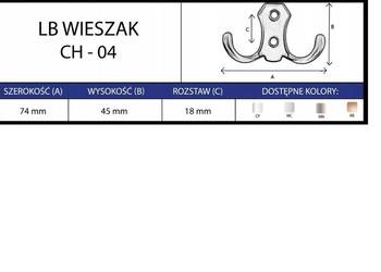 WIESZAK MEBLOWY UBRANIOWY NA UBRANIA CHROM PODWÓJ