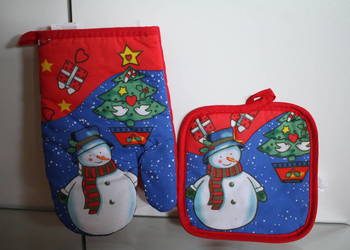 rękawice łapki kuchenne święta prezent komplet zestaw