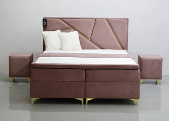 TSY Łóżko kontynentalne 160x200 pojemnik Różowy kolor + topper + 2 stoliki