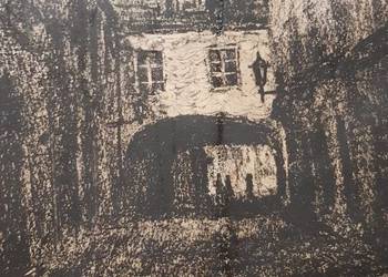 Litografia ulica Kozia Warszawa sygnowana 1961 rok