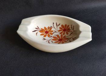 Stara popielniczka w kwiaty porcelit Tułowice design PRL