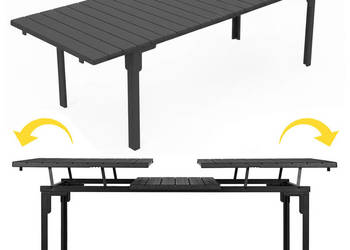 Stół ogrodowy rozkładany 180-240 cm do 12 os. stal HDPE szary