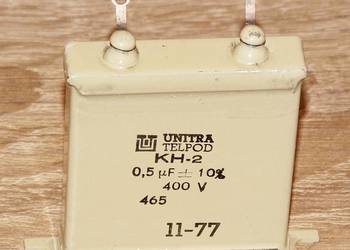 Kondensator papierowy hermetyczny UNITRA TELPOD KH-2 0.5 uF 400 V retro PRL