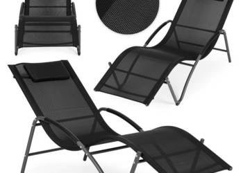 Leżak ogrodowy leżanka zagłówek stalowa konstrukcja czarny MultiGarden