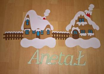 Dekoracje dwustronne okienne o tematyce zimowej z brystolu