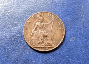 Stare monety 1 farthing 1918 Anglia