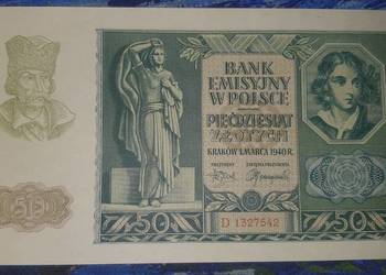 RZADKOŚĆ !!! 50 złotych 1940 s. D UNC/UNC- !!!