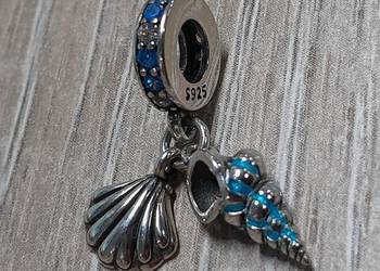 Pandora Charm Moments koralik zawieszka muszle muszelki srebrno niebieska