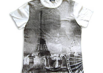 Koszulka  z nadrukiem, t-shirt paryż,fajna koszulka L bawełn