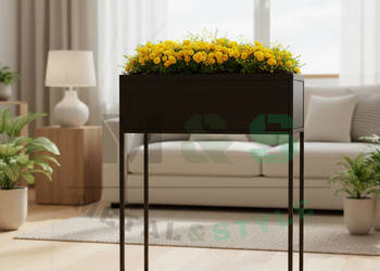 Donica metalowa loft 77 cm | czarny mat | taras / balkon / wnętrze