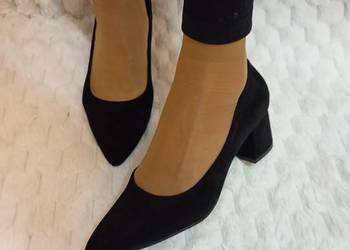 (40) Leather, Czarne czółenka wieczorowe ze skórzaną wkładką, Nowe