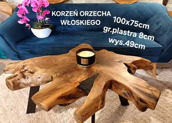 Stolik kawowy 100x75cm KORZEŃ ORZECHA WŁOSKIEGO plaster drewna