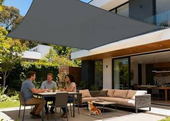 żagiel przeciwsłoneczny 2x3m, prostokątny, wodoodporny SZARY LOVE STORY