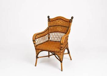 Unikalny Fotel Wiklinowy Rattanowy – Styl Vintage / Boho / Kolonialny