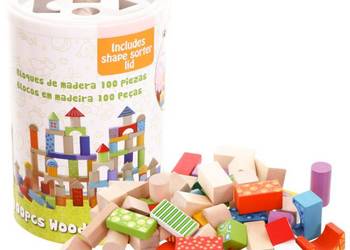Zestaw 100 sztuk drewnianych klocków klocki drewniane Ecotoy Zestaw 100 sztuk drewnianych klocków klocki drewniane Ecotoy