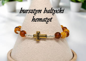 Bransoletka różaniec, dziesiątka różańca z bursztynu bursztyn bałtycki #924