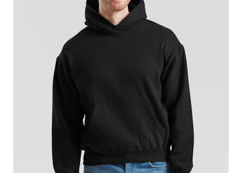 GRUBA Bluza z kapturem Supercotton "kangurka" czarna FRUIT of the LOOM