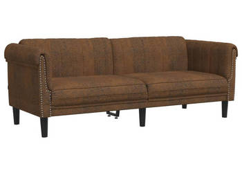 Sofa 3-os. brązowa sztuczna skóra zamszowa WM-372594