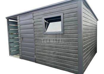 Schowek - Domek Ogrodowy 3x2,5 + wiata 1x2,5m - drzwi + okno dach  TS834