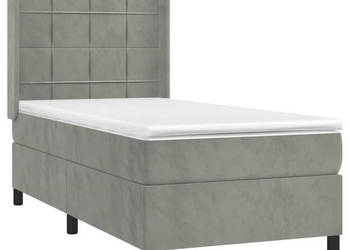 Łóżko kontynentalne z materacem i LED szare aksamit 90x190 cm WM-3139535