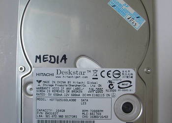 Dysk twardy Hitachi Deskstar HDT722516DLA380 SATA 164GB