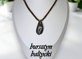 Korale z bursztynu, bursztyn bałtycki cytryna z inkluzjami, bryłka #733