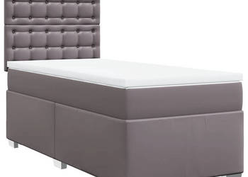Łóżko kontynentalne z materacem szare ekoskóra 100x200 cm WM-3290710
