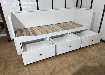 IKEA HEMNES Łóżko Leżanka z 3 szufladami, 2 materace ,białe Transport
