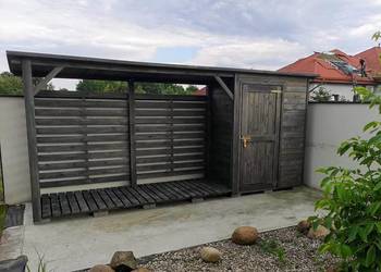 Drewutnia 3,14 x 1,1m + domek  1,5x1,1m z dachem prostym