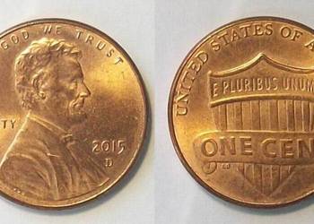 USA 1 cent rok 2015 znak menniczy D