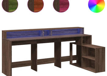 Biurko z podświetleniem LED brązowy dąb 200x104x91 cm WM-3309471
