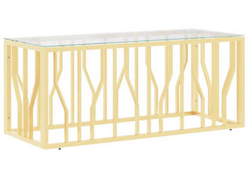 Stolik kawowy 110x45x45 cm stal nierdzewna i szkło WM-350050