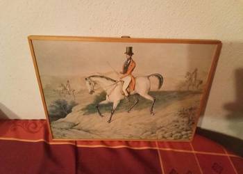 Jeździec na siwym koniu Alfred Potocki na polowaniu.  Biliński. Kossak