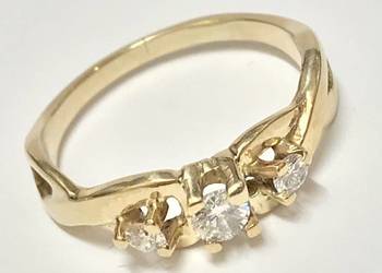 Złoty PIERŚCIONEK 585 14K DIAMENTY 0.25ct CUD r.12