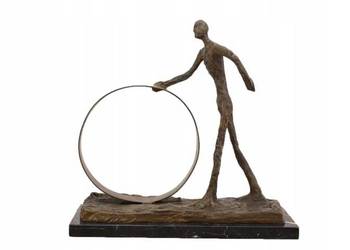 Mężczyzna z Kołem - Walking Man - Giacometti Style - Figura Rzeźba z Brązu