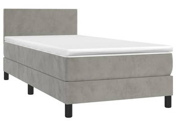 Łóżko kontynentalne z materacem i LED szare aksamit 90x200 cm WM-3134261