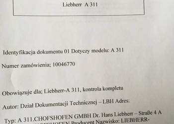 dtr instrukcja obsługi liebherr koparka A 311 i inne dtr instrukcja obsługi liebherr koparka A 311 i inne