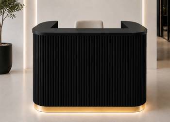 Czarna złota recepcja glamour ryflowana z podświetleniem LED 120x60x100
