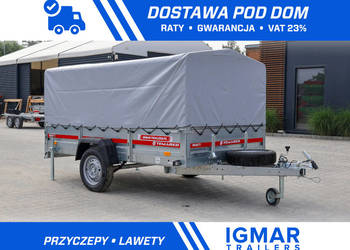 Przyczepa TEMARED PRAKTI 2612 DMC 750 KG plandeka + stelaż 80 cm koło zapas