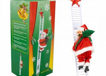 Święty Mikołaj wchodzący po drabinie 66 cm mikołajki zabawka święta