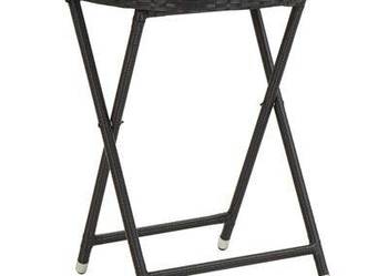 vidaXL Stolik herbaciany, czarny, 60 cm, rattan PE i szkło hartow(sku46203)