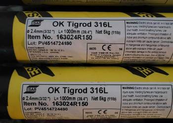 Pręt,drut spawalniczy Esab OK Tigrod 316L, fi 2,4 x 1000 mm,5kg