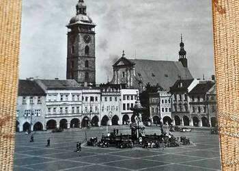 CZESKIE BUDZIEJOWICE - WIDOK NA FONTANNĘ SAMSONA I WIEŻĘ