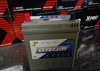 Akumulator 38Ah 340A EN GROM Premium Japan Lewy Plus