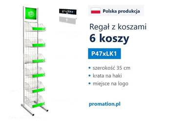 Wąski stojak z koszami jednostronny, regał sklepowy 208 cm P47xLK1