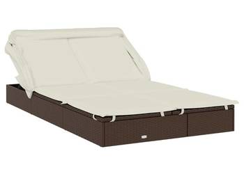 vidaXL Leżak 2-os., składany dach, brązowy, 213x118x97 cm(SKU:319649)