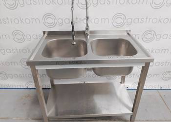 Stół z 2 zlewami i półką skręcany 100x60x85