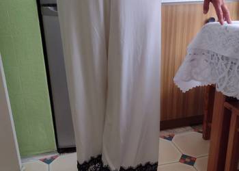 (40/L) ZARA/Białe spodnie wieczorowe z koronką z Madrytu/ NOWE